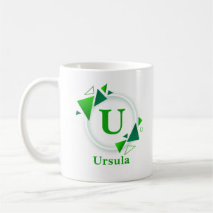 Change Initial Add Name Green White Circle U V W Coffee Mug