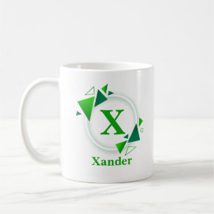 Change Initial Add Name Green White Circle X Y Z Coffee Mug