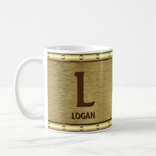 Change Initial Add Name H I J K L M N  Metal Brown Coffee Mug