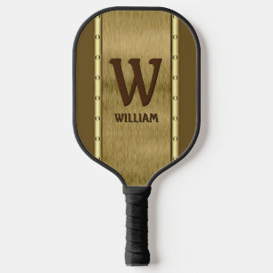 Change Initial, Add Name, Metal Brown Pickleball Paddle