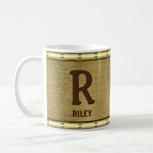 Change Initial Add Name O P Q R S T Metal Brown Coffee Mug
