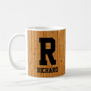 Change Initial Add Name O P Q R S T Wood Panel Coffee Mug