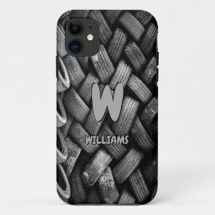 Change Initial Add Name Old Car Tyres  iPhone 11 Case