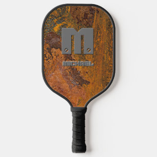 Change Initial, Add Name on Rusty Brown Metal Pickleball Paddle