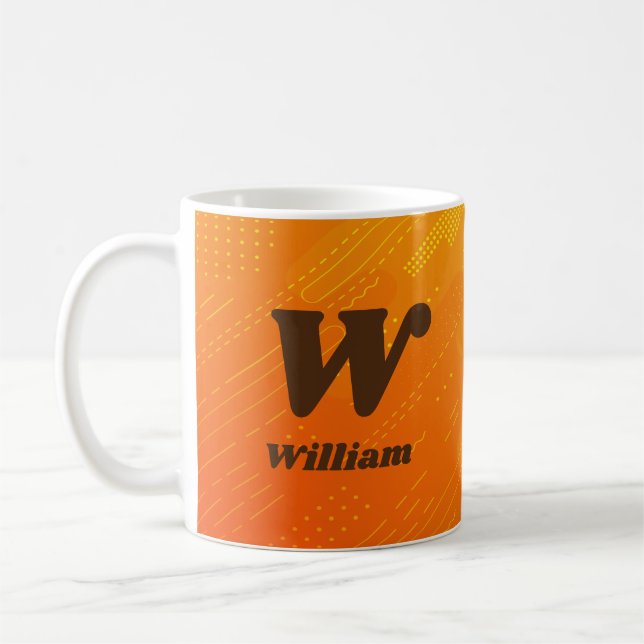 Change Initial Add Name Orange Yellow V W X Y Z Coffee Mug (Left)