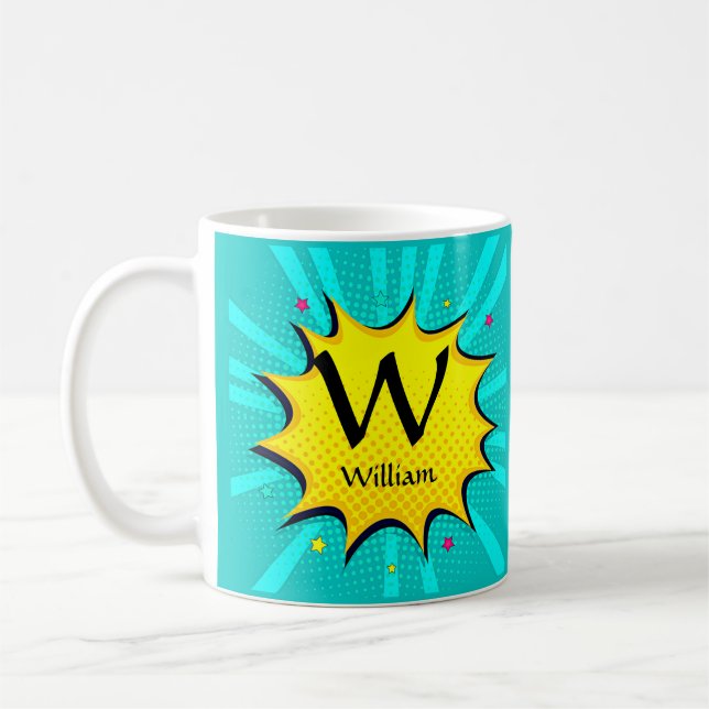 Change Initial Add Name, Pop Art - W X Y Z Coffee Mug (Left)