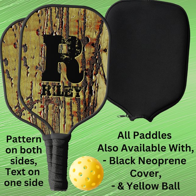 Change Initial, Add Name, Rusty Metal Look Pickleball Paddle (Creator Uploaded)
