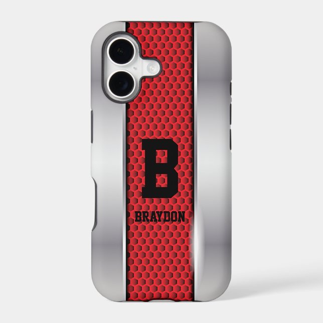 Change Initial Add Name Silver Grey Red Texture (Back)