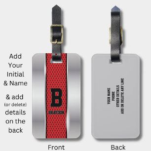 Change Initial Add Name Silver Grey Red Texture  Luggage Tag