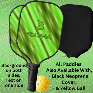 Change Initial Add Name Soft Green Olive  Stripe   Pickleball Paddle