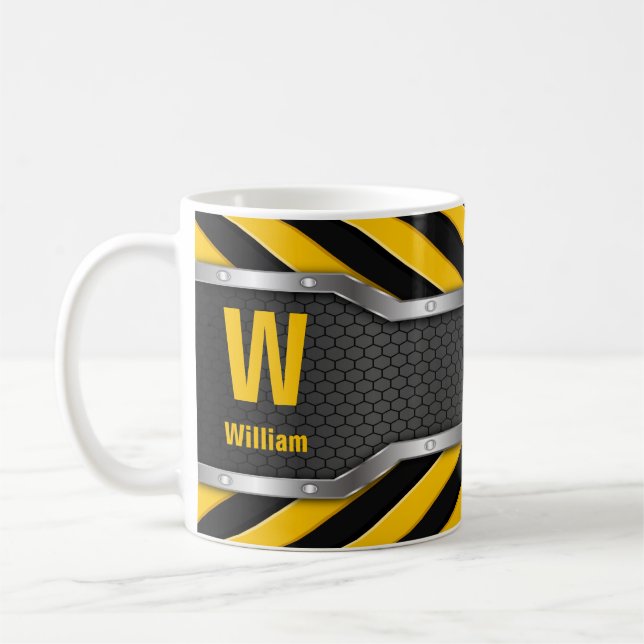Change Initial Add Name U V W X Y Z   Safe Yellow Coffee Mug (Left)