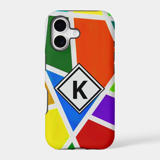 Change Initial, Geometric Art Colours Triangles (Back)