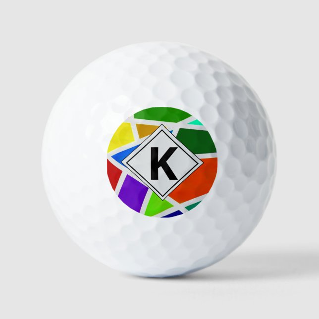 Change Initial, Geometric Art Colours Triangles    Golf Balls (Front)
