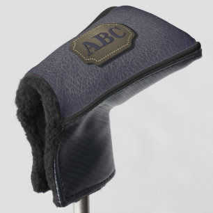 Change Initial, Leather Badge Leather Look Gray Golf Head Cover