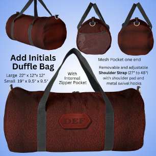 Change Initial, Leather Look Badge Dark Red  Duffle Bag