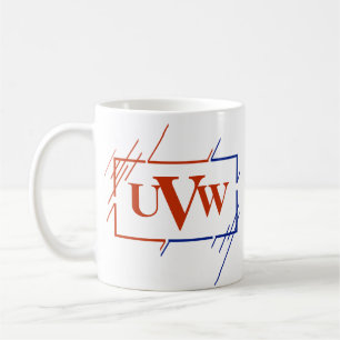Change Initial Monogram Brown Blue Strokes U V W  Coffee Mug