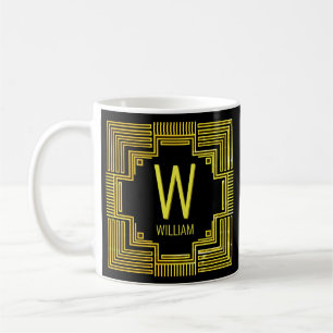 Change Initial Name Gold Geometric Lines V W X Y Z Coffee Mug