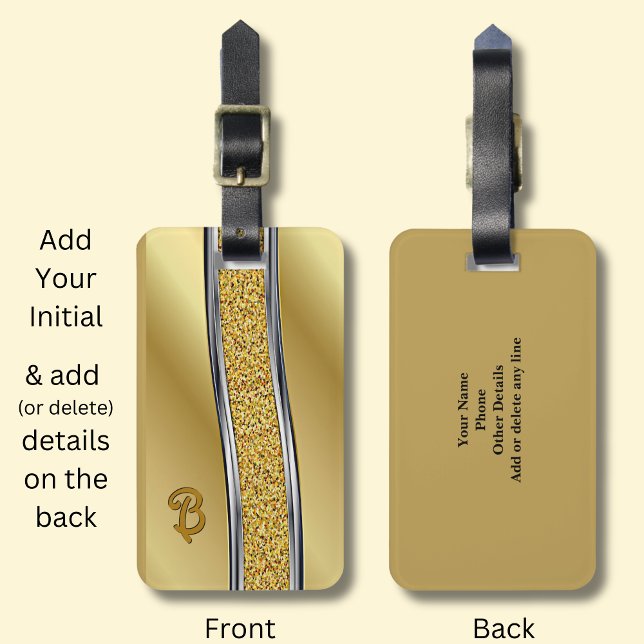 Change Initial Silver on Gold Curve Luggage Tag (Creator Uploaded)