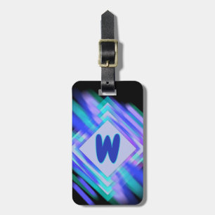 Change Initial, Soft Blue Aqua Diamonds Luggage Tag