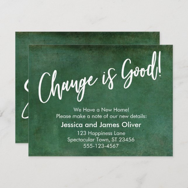 Change is Good! Dark Green Grunge Announcement (Front/Back)
