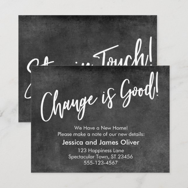 Change is Good! Dark Grey Grunge Announcement (Front/Back)