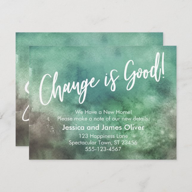 Change is Good! Green Watercolor Announcement (Front/Back)