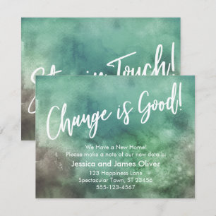 Change is Good! Green Watercolor Announcement