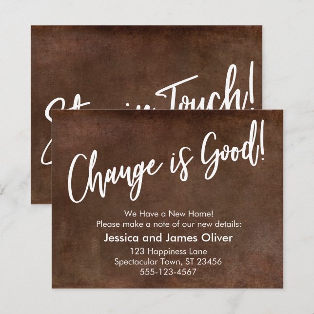 Change is Good! Grunge Brown Moving Announcement (Front/Back)