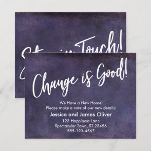 Change is Good! Grunge Purple Moving Announcement
