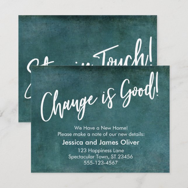 Change is Good! Grunge Teal Moving Announcement (Front/Back)