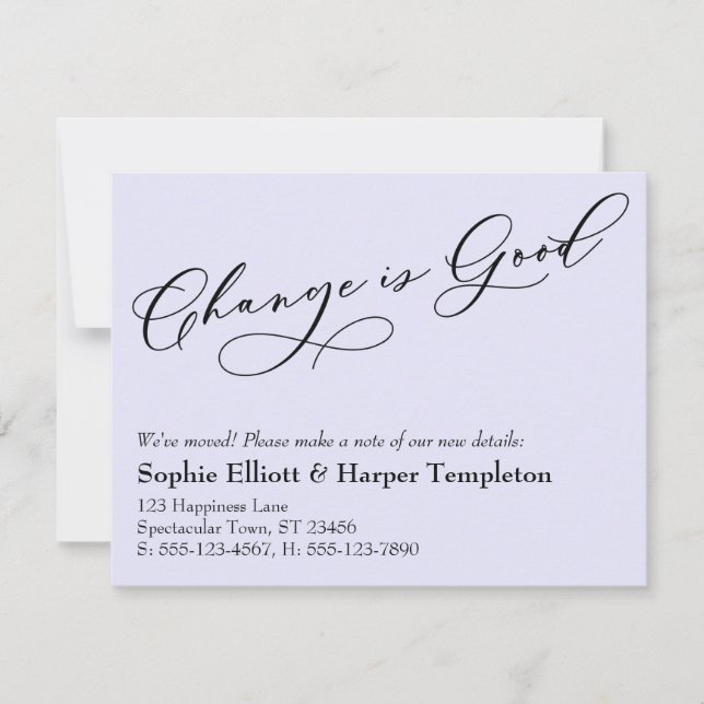 Change is Good Moving Lavender Announcement (Front)