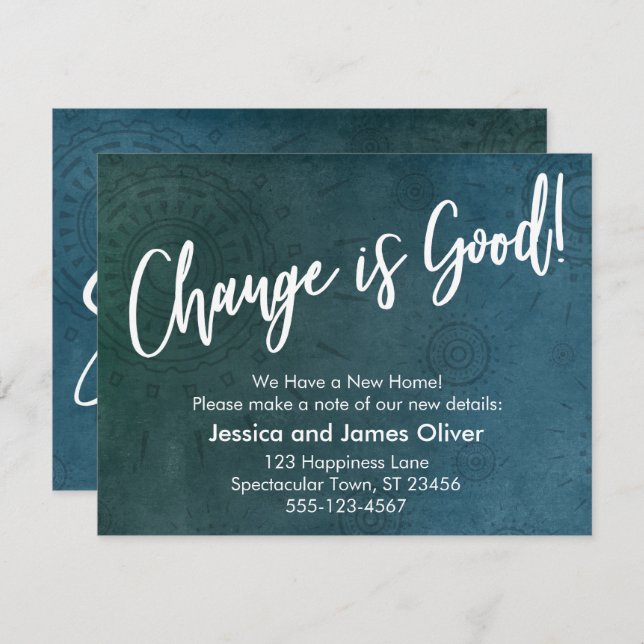 Change is Good! Textured, Unique Teal Graphic Card (Front/Back)