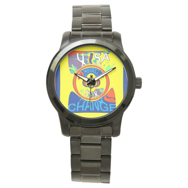 Change monogram Custom Oversized Black Bracelet Watch (Front)