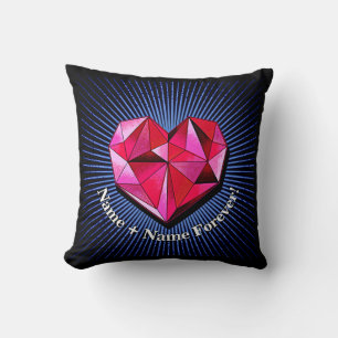 Change Name Add Text Red Geometric Heart Love      Cushion