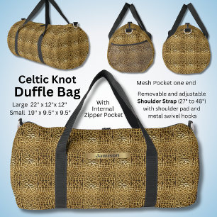 Change Name, Brown Gold Celtic Knot Duffle Bag