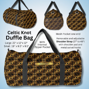 Change Name, Gold Black Celtic Knot Duffle Bag