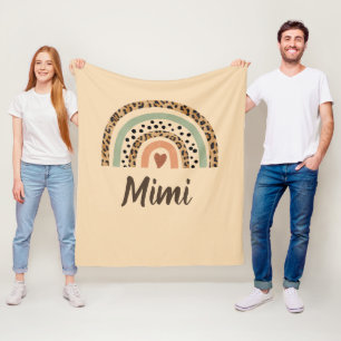 Change Name Leopard Spots Print Brown Rainbow Fleece Blanket