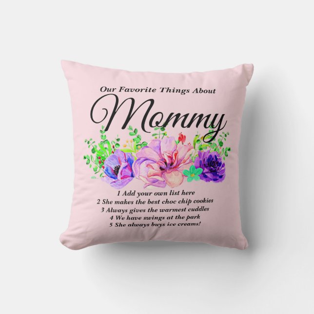 Change Name & List - Favourite Things About Mummy Cushion (Front)