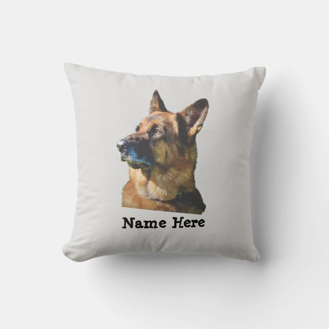Change Name Own Photo Text German Shepherd Dog Cushion (Front)