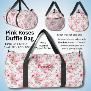 Change Name, Soft Pink Rose Flowers Floral Duffle Bag