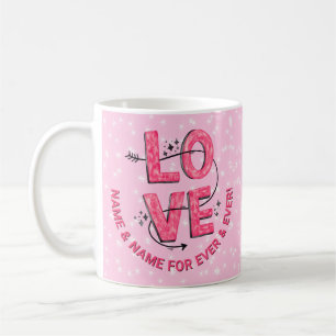 Change Name Text Boho LOVE Word Letters Type Pink Coffee Mug