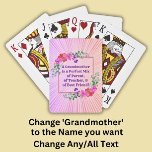 Change Name & Text Grandmother Perfect Mix Pink Playing Cards