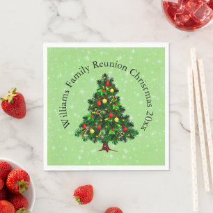 Change Name Text Matching Christmas Tree Luncheon Napkin