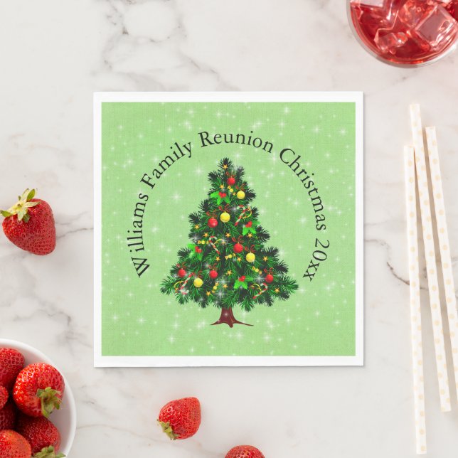 Change Name Text Matching Christmas Tree Luncheon Napkin (Insitu)