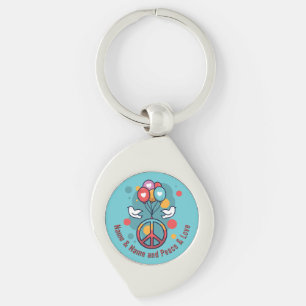 Change Name Text Peace Love Boho Hippie Doves      Key Ring