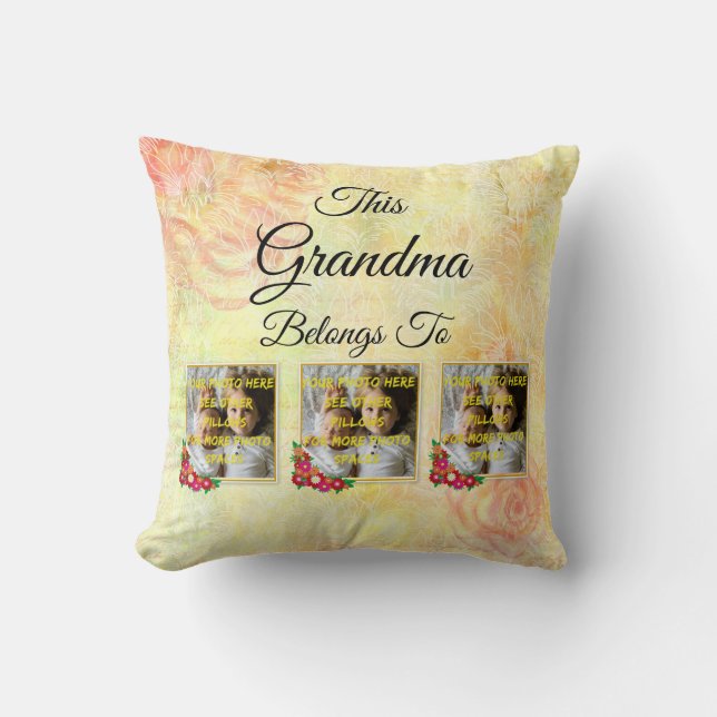 Change Name Text This Grandma Belongs to Photo Cushion (Front)