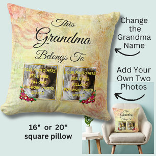 Change Name Text This Grandma Belongs to Photo Cushion