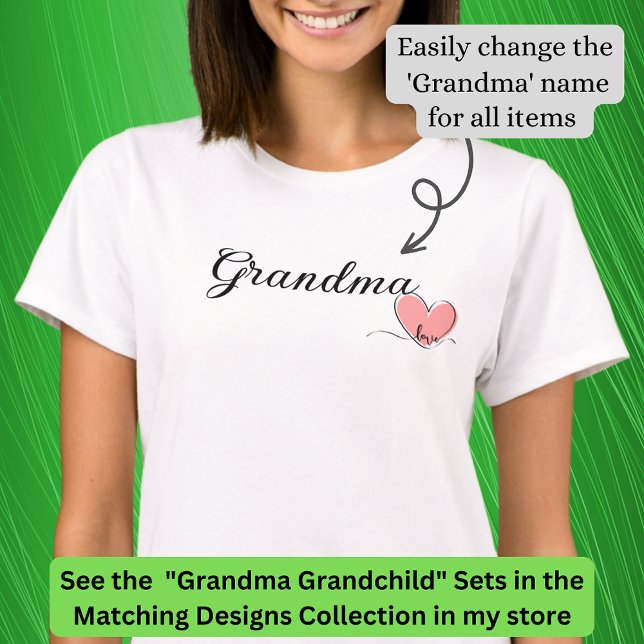 Change Name / Title Grandma Heart Matching Baby  T-Shirt (Creator Uploaded)