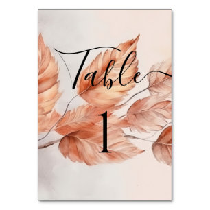 CHANGE NUMBER - Autumn Leaves Calligraphy Table Number