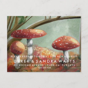 Change of address announcement toadstool oil paint postcard